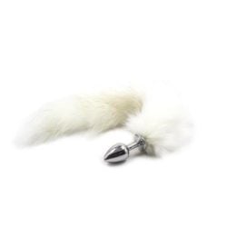 ST Plug Metálico con Cola Zorro Blanco