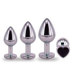 ST Kit x3 Plug Metal Corazón Negro