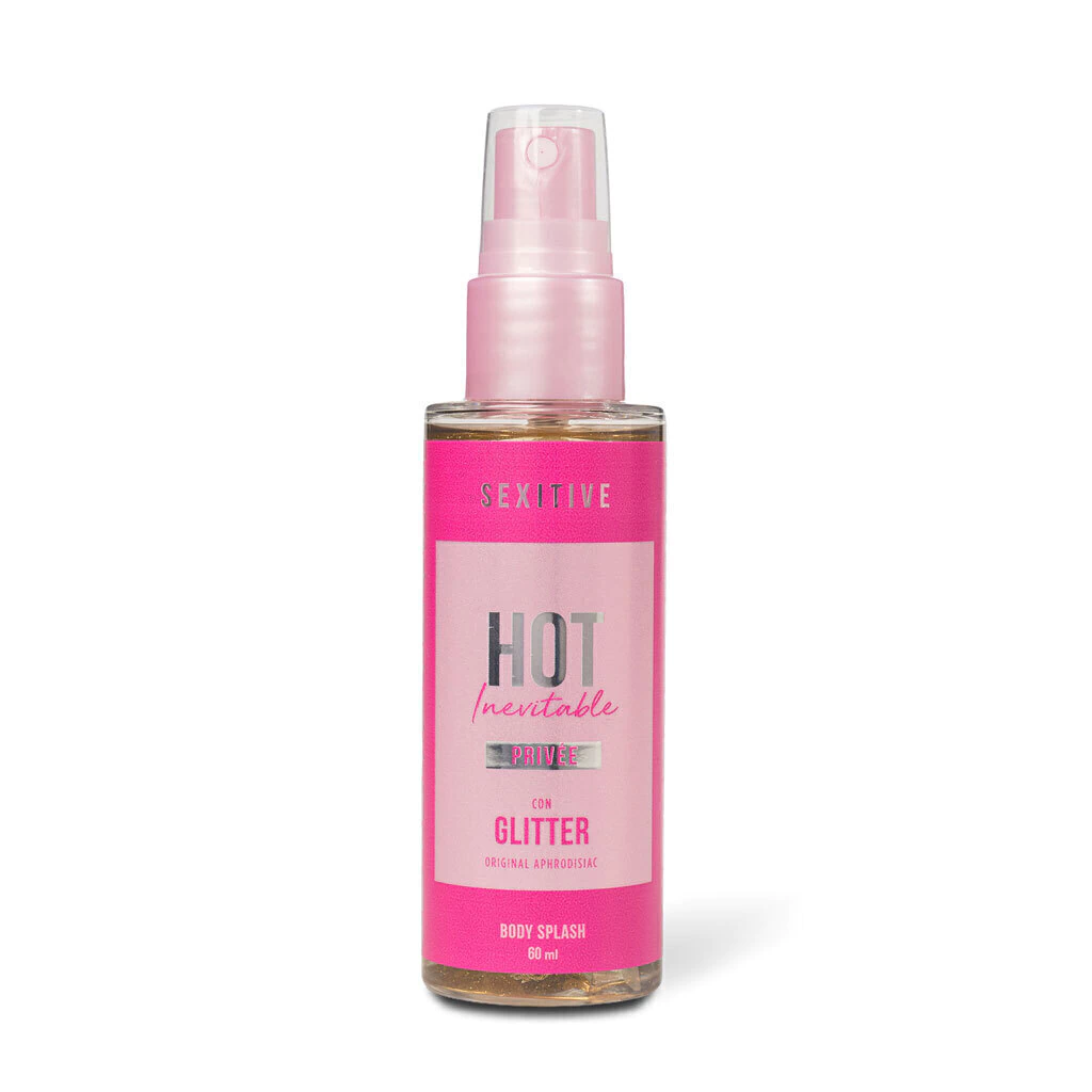 Body splash hot inevitable priveé con glitter 60 ml cosmética íntima sexshop 2 Body splash hot inevitable priveé con glitter 60 ml