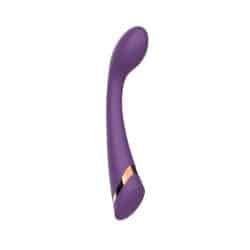 Vibrador curvo color violeta con detalle dorado