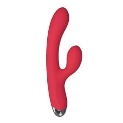 Vibrador rabbit color rojo con terminaciones redondeadas