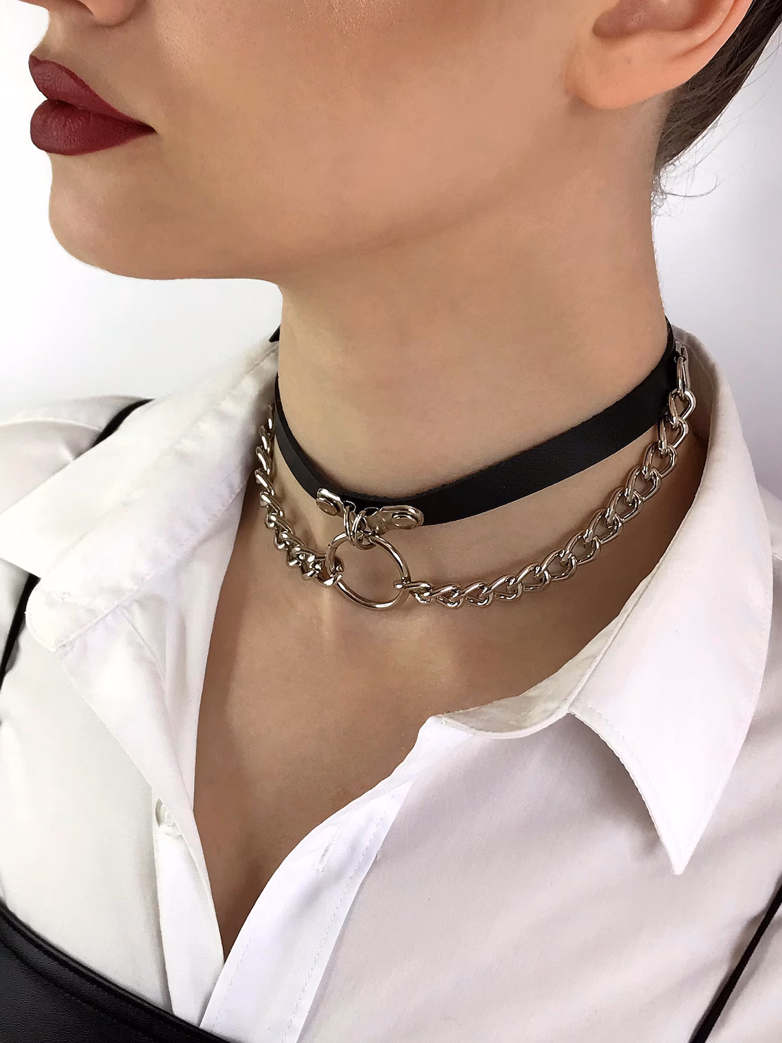 Collar cuerina con cadena fetiche y bondage sexshop 7 Collar cuerina con cadena - imagen 6