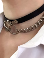 Collar Cuerina Con Cadena