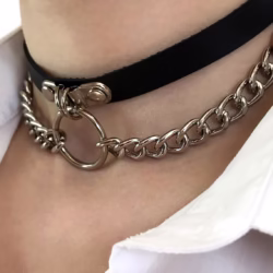 Collar Cuerina Con Cadena